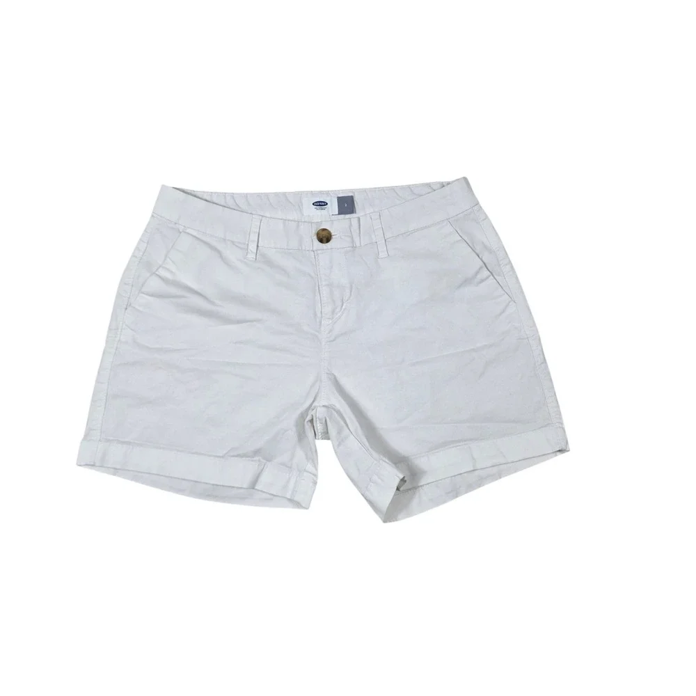 Old Navy Chino Shorts White Cotton Stretch Casual Size 2 Summer, Preppy, Classic